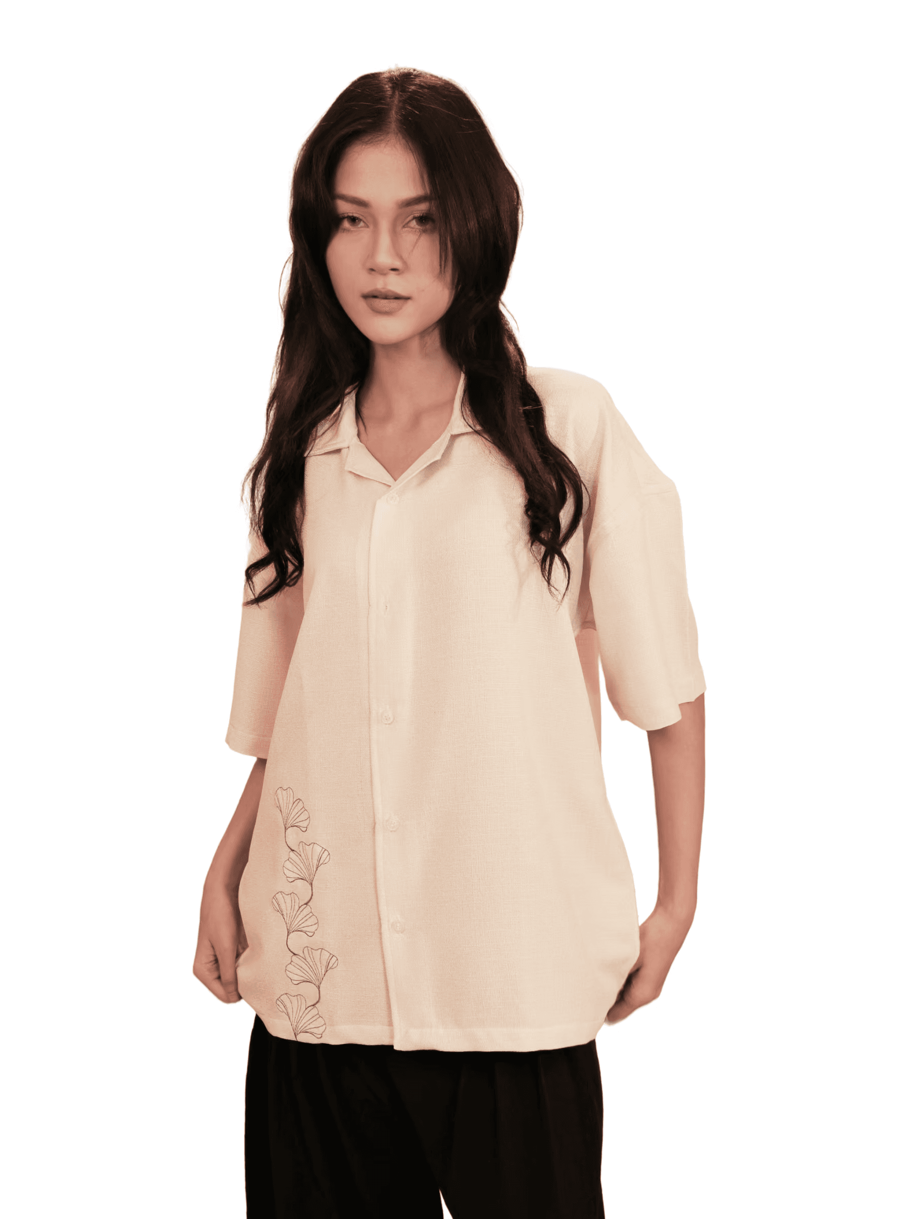GINKGO | Drop Shirt in Ivory Floral