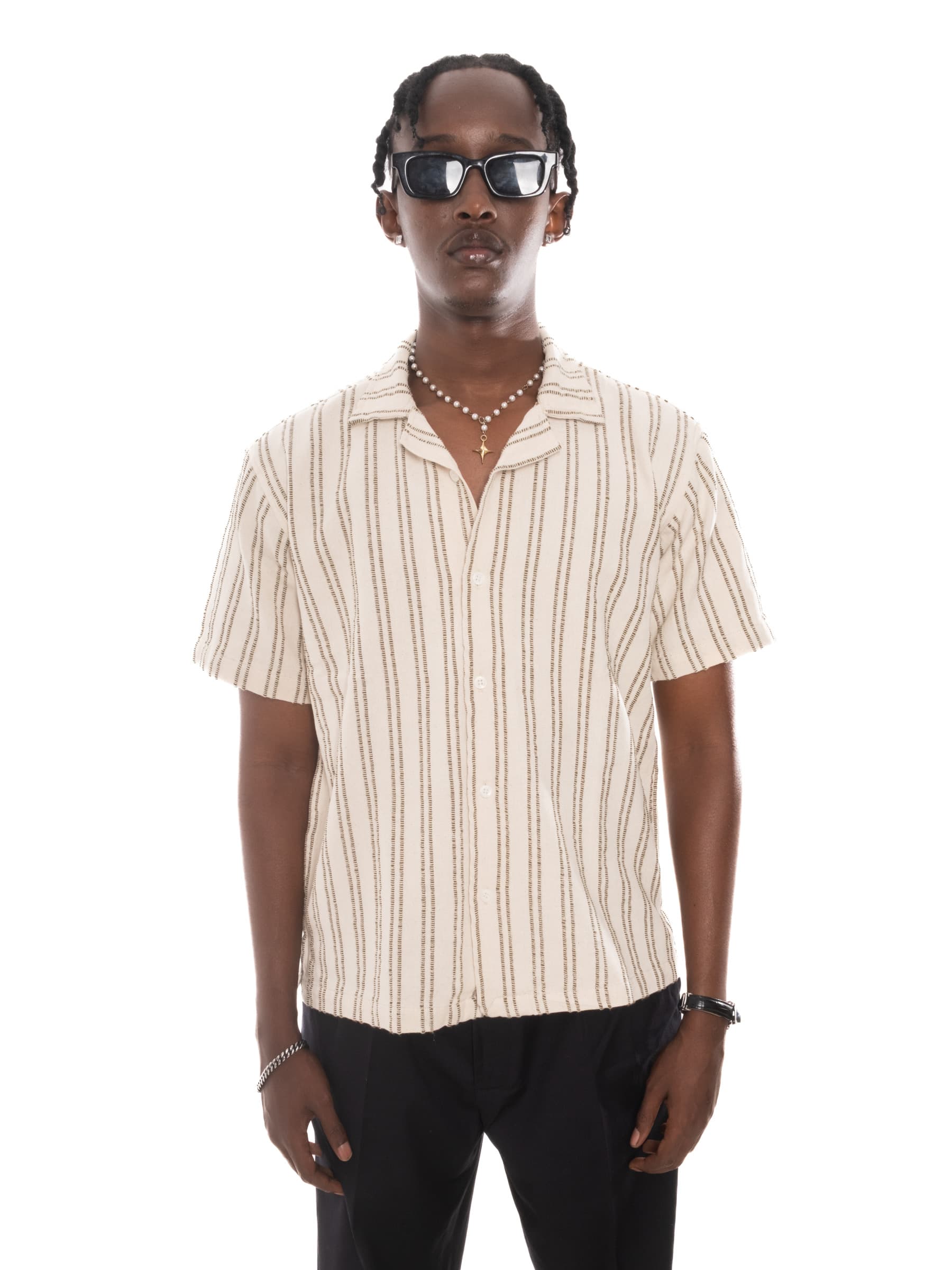 LIRA | Cuban Shirt in Cream Stripe