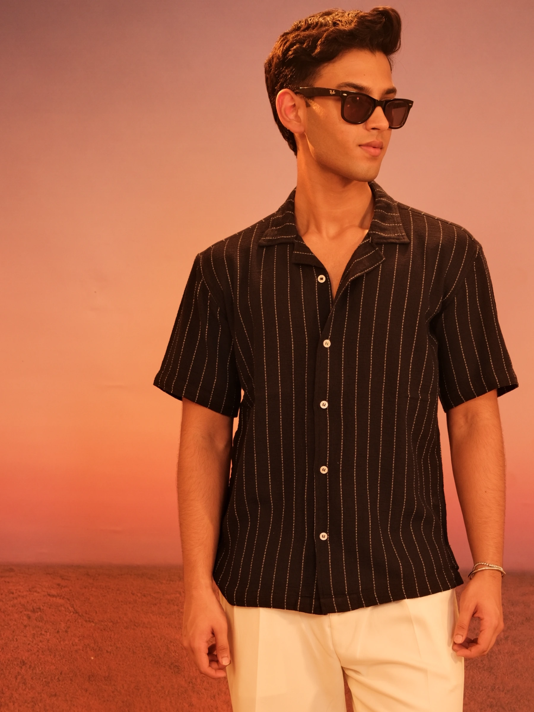 NERO Cuban Shirt in Midnight Blue - View 5